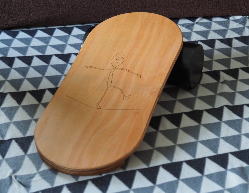 Ply Balance Board with pyrography design, the balance board has stoppers at the end so is great for intermediate users, can be customised with a design specific to you. Seaweed UK are cabinet makers in North Devon making furniture and more, this 18 mm ply balance board is great for yoga and core training helping furniture makers as well with balance.